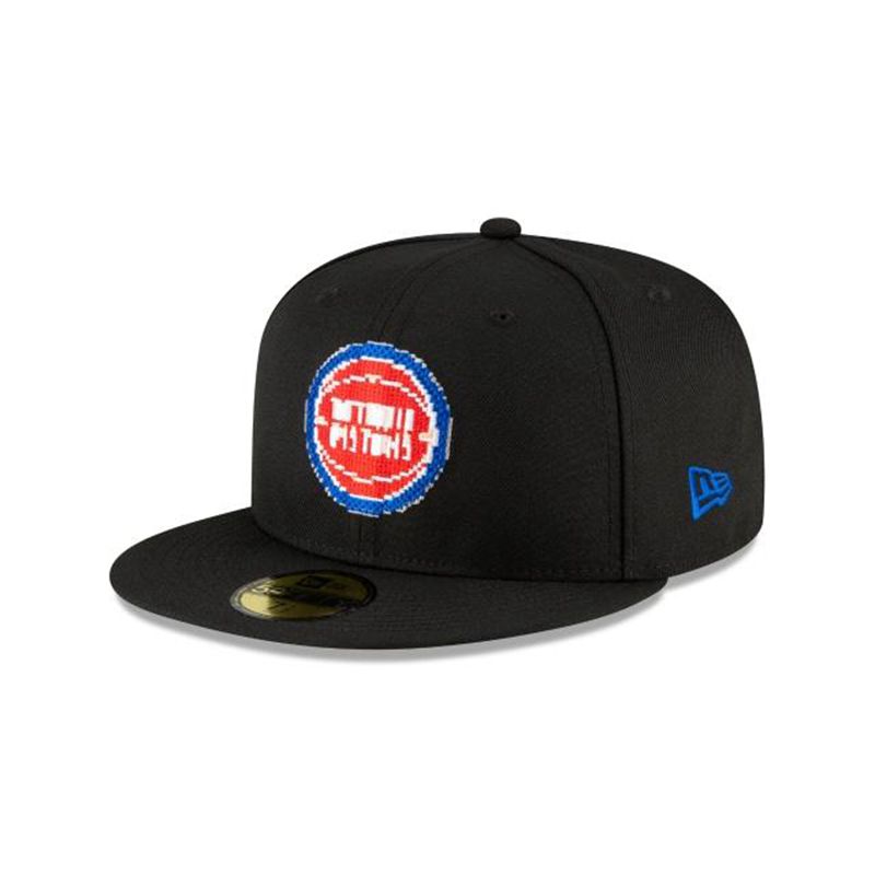 NBA Detroit Pistons Pixel 59Fifty Fitted (POH9009) - Black New Era Caps